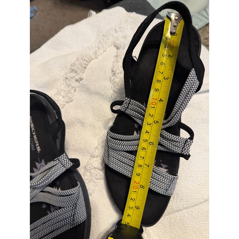 Skechers Reggae Slim Vacay Sandals Womens Black White Strappy Memory Foam 9.5in - Picture 4 of 5